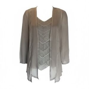 Vintage Cache Jacket Pale Gray Metallic Silver Size M‎ petite1980s Shoulder Pads